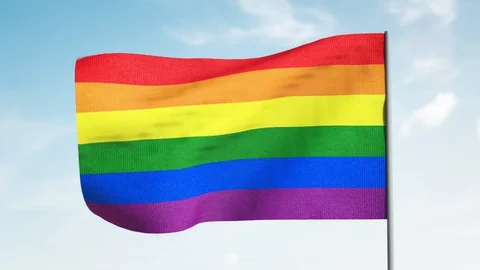 LGBT flag waving in the wind Stock Footage 128195207