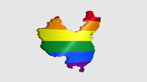 Lgbt flag.3d animation of China map rotating,isolated by the alpha channel Stock Footage 228787097