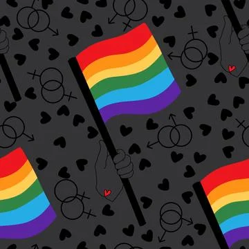 Lgbt flags seamless pride pattern for wrapping paper and summer print Illustrazione stock