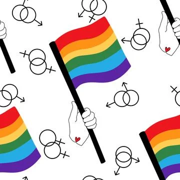 Lgbt flags seamless pride pattern for wrapping paper and summer print Illustrazione stock