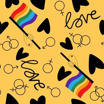 Lgbt flags seamless pride pattern for wrapping paper and summer print Illustrazione stock