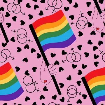 Lgbt flags seamless pride pattern for wrapping paper and summer print Stock Illustration