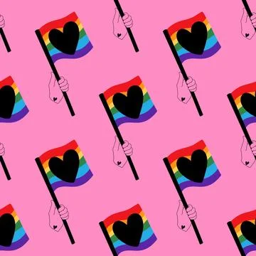 Lgbt flags seamless pride pattern for wrapping paper and summer print Illustrazione stock