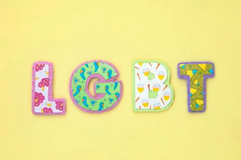 LGBT letters with patterns. Stock Photos