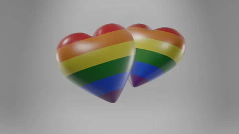Lgbt love concept, 3d render of lgbt heart. alpha channel.loop Stock Footage 263376593