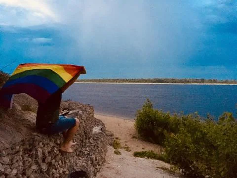 Lgbt model on the beach Stock Photos