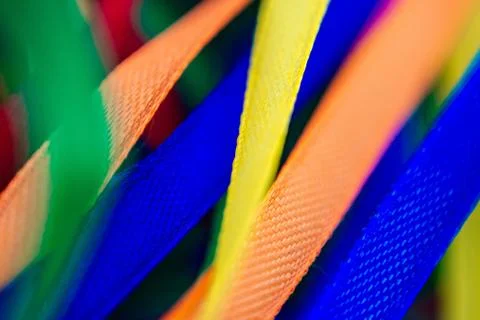 LGBT, multi-colored thin satin ribbons Stock Photos