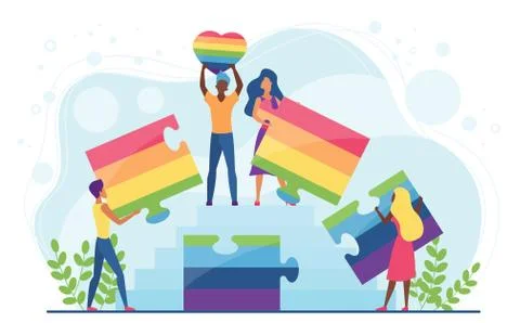 LGBT pride concept vector illustration, cartoon flat free LGBT characters Stock Illustration