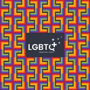 LGBT pride flag in vector format and Rainbow flag with word LGBTQ plus for po Stock Illustration