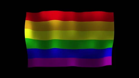 LGBT pride flag waving at wind on a black background for cutting Stock Footage 164642672