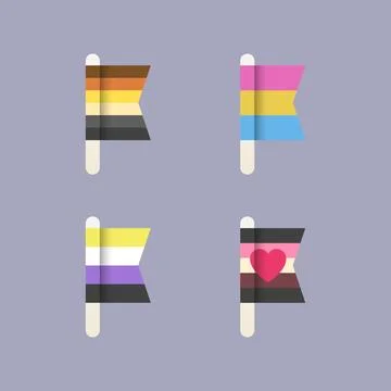LGBT Pride Flags, flat design icon set in pastel colors 스톡 일러스트