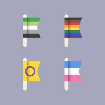 LGBT Pride Flags, flat design icon set in pastel colors Stockillustratie