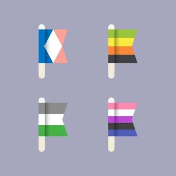 LGBT Pride Flags, flat design icon set in pastel colors Stock Illustration