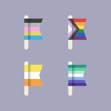 LGBT Pride Flags, flat design icon set in pastel colors Stockillustratie