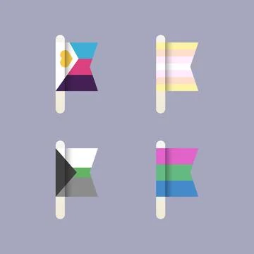 LGBT Pride Flags, flat design icon set in pastel colors Stock Illustration
