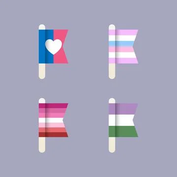 LGBT Pride Flags, flat design icon set in pastel colors Illustrazione stock