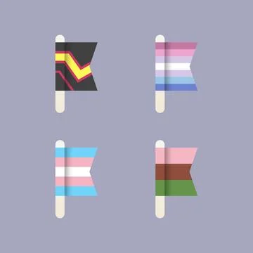 LGBT Pride Flags, flat design icon set in pastel colors Stockillustratie