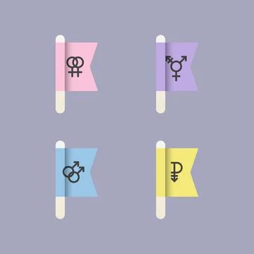 LGBT Pride Flags, flat design icon set in pastel colors Stockillustratie