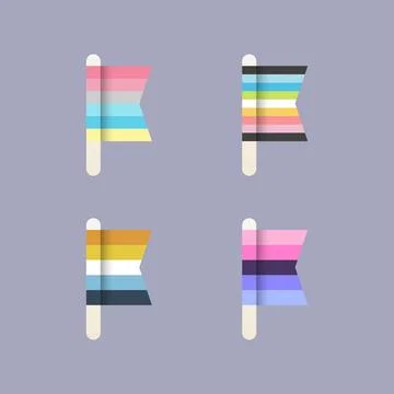 LGBT Pride Flags, flat design icon set in pastel colors 스톡 일러스트
