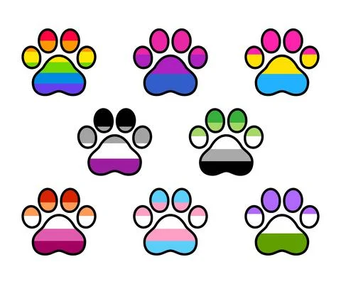LGBT pride flags paw shape Stock Illustration