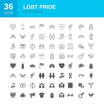 LGBT Pride Line Web Glyph Icons Stock Illustration