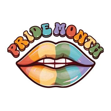 LGBT Pride lips colored in pride flag and open mouth with teeth and tongue. LGBT Stock Illustration