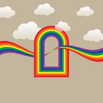 LGBT pride month background. Vector background with rainbow colors and hear.. Stock Illustration