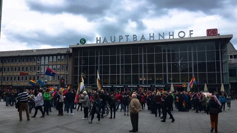 LGBT Protest Cologne Train Station Stock Footage 108401158