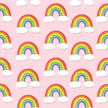 LGBT rainbow with clouds flag seamless pattern. Valentines day to be used on Stock Illustration