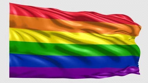 LGBT rainbow flag loop with alpha matte Stock Footage 223225495