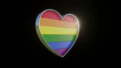 LGBT Rainbow Flag in the Shape of 3D Heart. Stock Footage 134173664