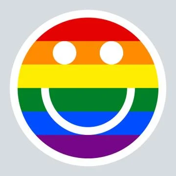 LGBT Rainbow Flag Smiling Face Smiley Icon 스톡 일러스트