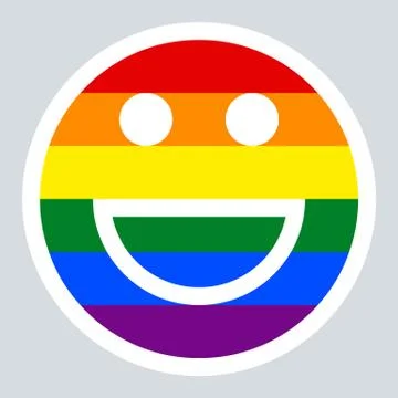 LGBT Rainbow Flag Smiling Face Smiley Icon 스톡 일러스트