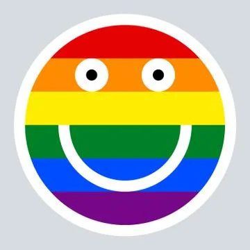 LGBT Rainbow Flag Smiling Face Smiley Icon Illustrazione stock
