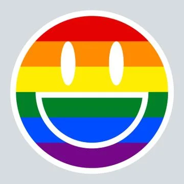 LGBT Rainbow Flag Smiling Face Smiley Icon 스톡 일러스트