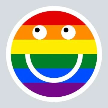 LGBT Rainbow Flag Smiling Face Smiley Icon Illustrazione stock