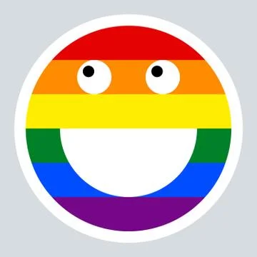 LGBT Rainbow Flag Smiling Face Smiley Icon Stock-Illustration