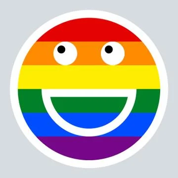 LGBT Rainbow Flag Smiling Face Smiley Icon Illustrazione stock