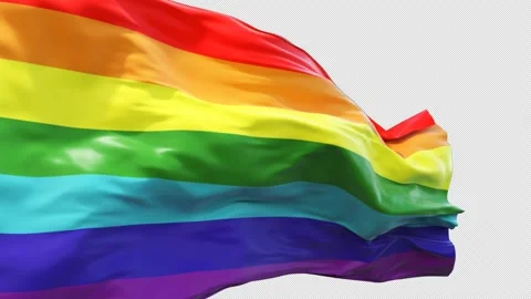 LGBT Rainbow Flag Waving on Alpha Stock Footage 308148482