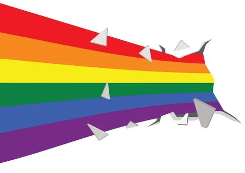LGBT rainbow light breaking through the wall. Stock Illustration