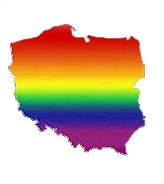 LGBT rainbow Polish map Stock Illustration