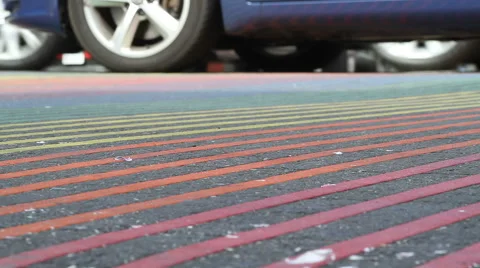 LGBT Rainbow Sidewalk Video stock 64279287