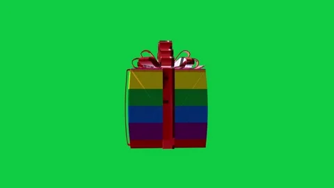 Lgbt rotating 3d gift box with rainbow wrapping paper Stock Footage 276611436