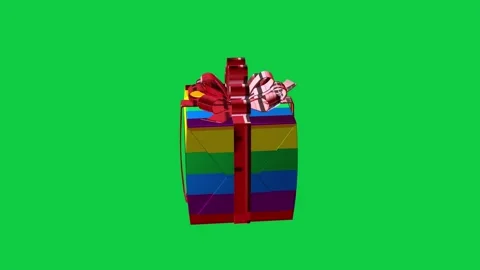 Lgbt rotating 3d gift box with rainbow wrapping paper Stock Footage 276611456
