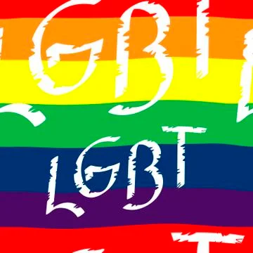 LGBT seamless pattern. Rainbow flag. Letters on the background of a rainbow flag Stock Illustration