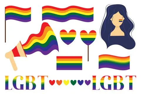 Lgbt set. A set of elements for the pride month. Stock Illustration