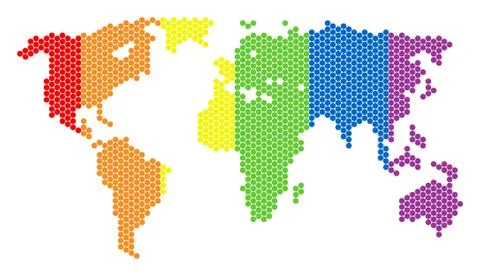 LGBT Spectrum Pixel World Map Stock Illustration