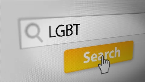 "LGBT" Typing into Search Engine on Computer Screen Stock Footage 119616791