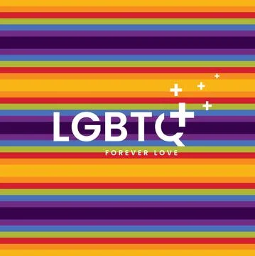 LGBT vector format and Rainbow flag with word LGBTQ plus for poster design Stock Illustration