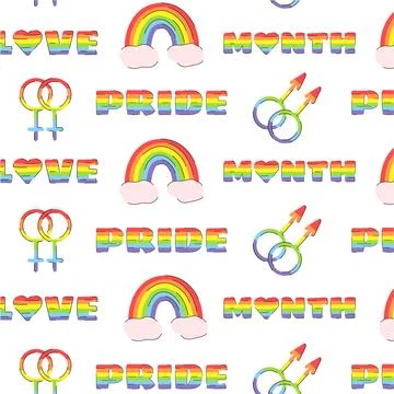 LGBT vector seamless pattern with a doodle pride elements. Gay Pride month Illustrazione stock